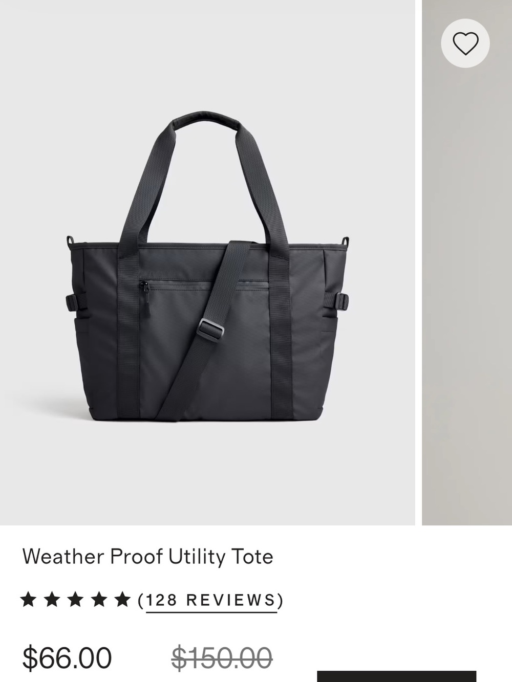 Quince Black Utility Tote with Adjustable Strap